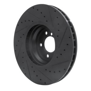 BMW ALPINA B7 Brake Rotor (1) - Front Left - R1 Concepts - Drilled & Slotted - Black - `07-`08